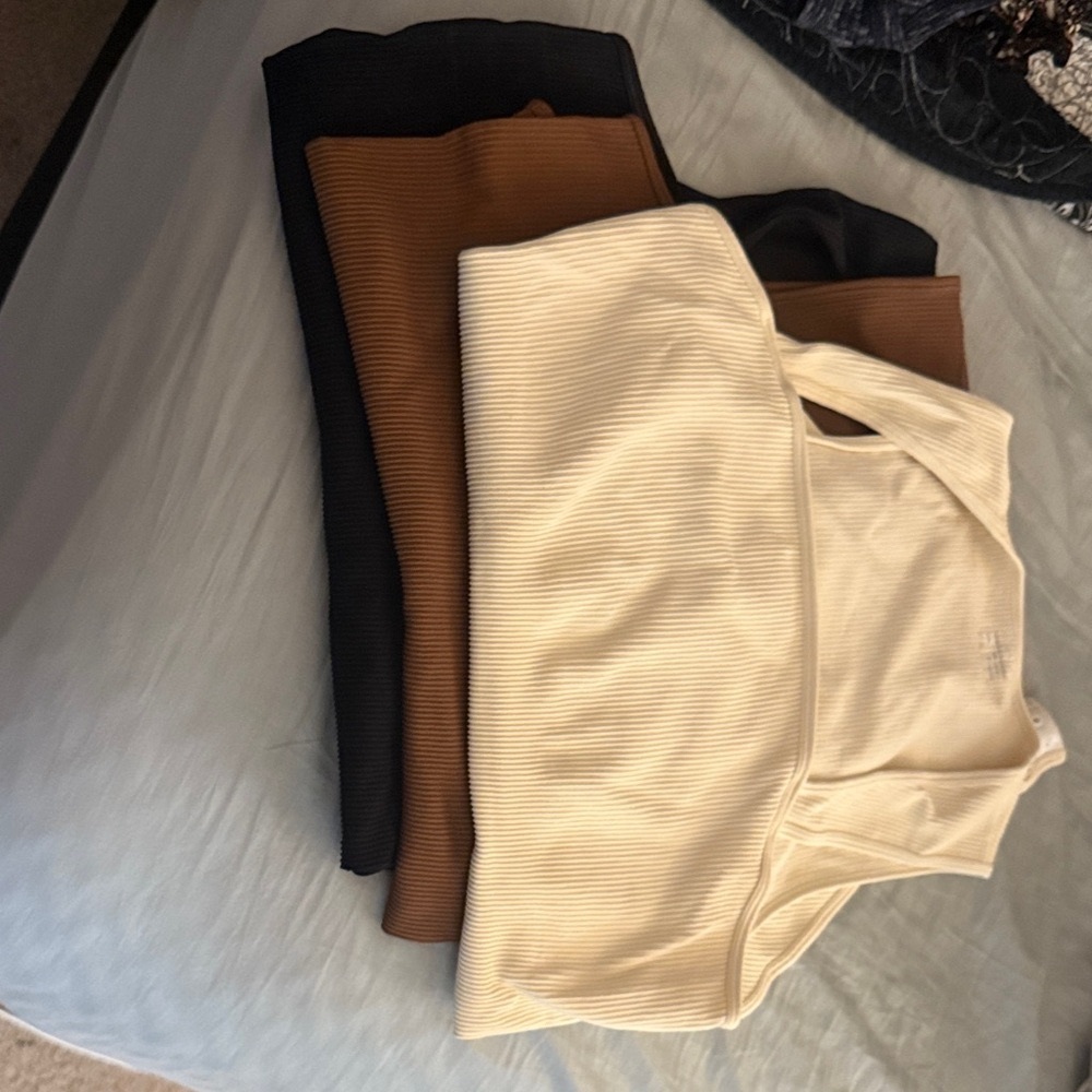 Set of 3, Cream, Brown, and Black Sleeveless Tank Top Bodysuit